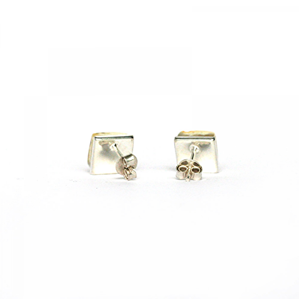 Studs made of amber, wood on silver.