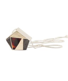 GEOMETRY pendant, darkred amber + wood + silver, Amberwood Marta Wlodarska