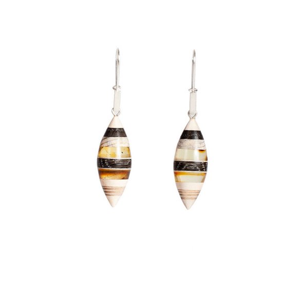 FLOATS earrings baltic amber + wood + Sterling silver, by Amberwood Marta Wlodarska