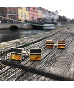 Cufflinks of baltic amber, wood and sterling silver, handmade by Amberwood Marta Wlodarska